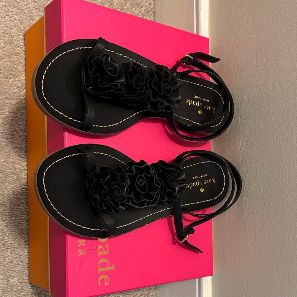 Kate Spade Black Sandals with Floral Detail